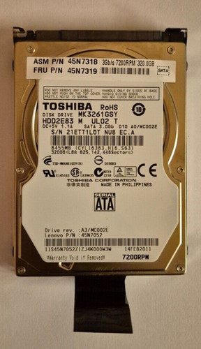 Toshiba MK3261GSY Interne Festplatte 2,5" 7200RPM 320GB