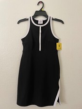 SAGE Women's COLLECTIVE ZIP FRONT ACTIVE Black DRESS BUILT IN SHORTS size small