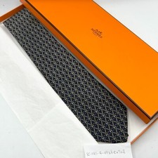 Auth HERMES Silk Tie Navy 707 OA France w/ Box FS