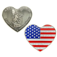 EL4-001 AMERICAN FLAG Patriotic USA St. Michael Heart Love prayer Patron Saint o