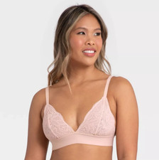 All You LIVELY Women's Longline Lace Bralette Orchid Pink Size Medium