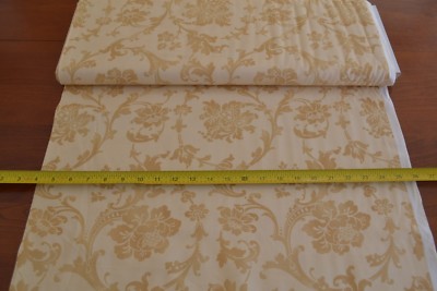By 1/2 Yd, Cream Floral Scrolls on Tan Cotton, Maywood, Olde World Style, B579
