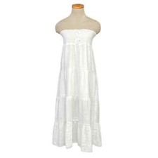 Love Tree Dress Womens L Large White Maxi Panel Strapless Smocked Bohemian