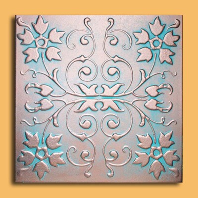 Hand Painted Ceiling Tile, DIY, 20x20, GlueUp, CAPRI Antique Copper/Patina 