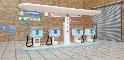 Shell Zapfsäule Modellbausatz Maßstab 1:43 Modellautos Garage Diorama 3d gedruckt.