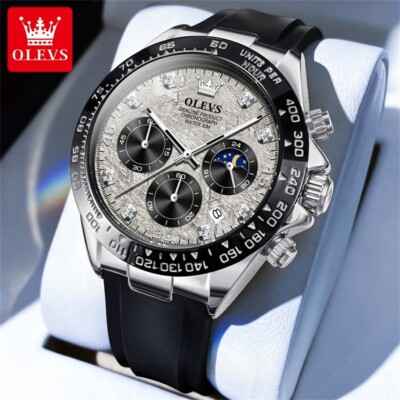 Waterproof Quartz Luxury Watch OLEVS Business Men's Luminous Date Strap Gift