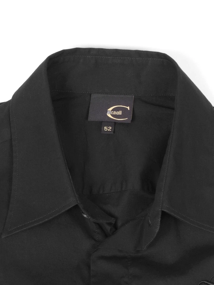 Camisa preta masculina vintage Y2K Just Cavalli stretch L/52 - Imagem 4 de 4