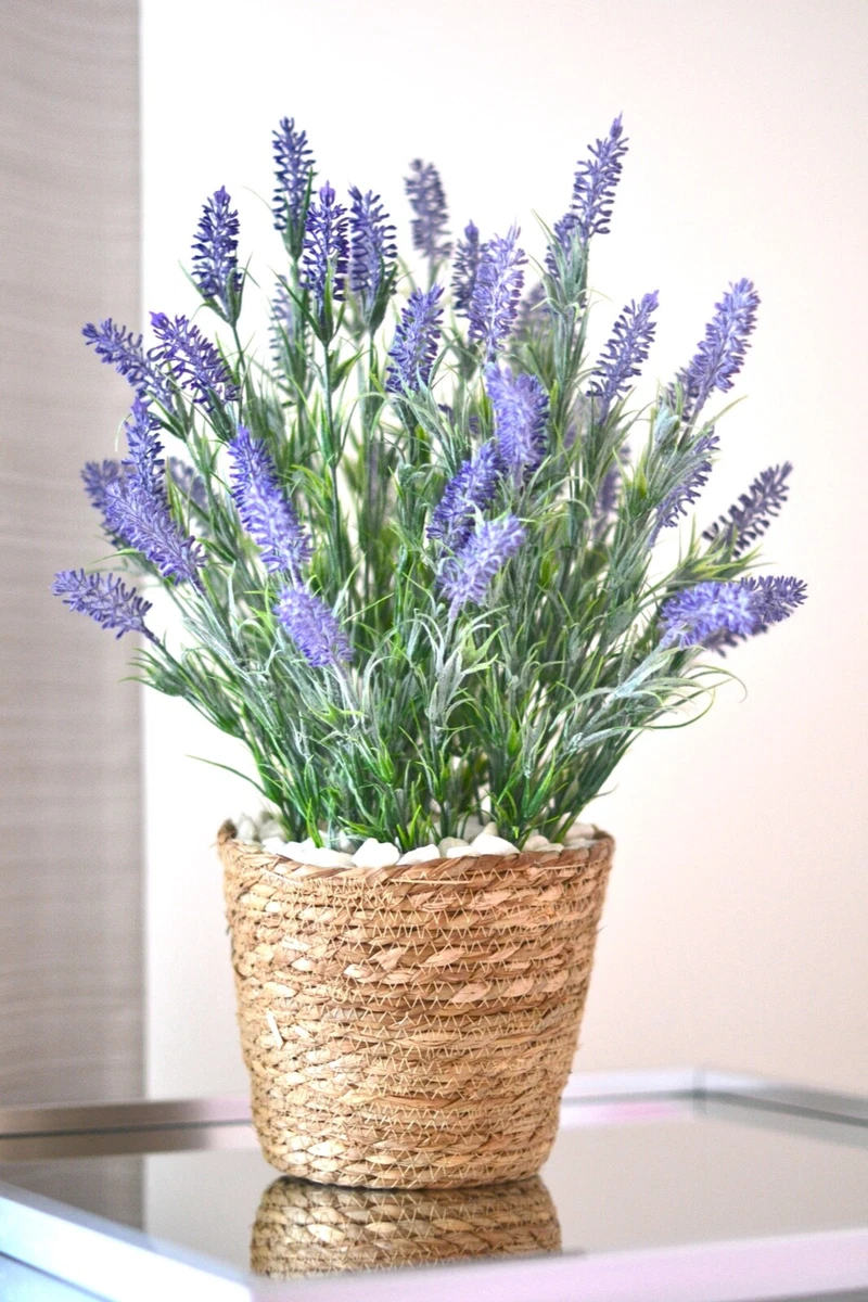 Artificial Lavender Plant In Pot Potted Flowers Fake False In Outdoor Garden