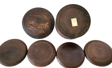 Japanese Wood Coasters Set 5 Coasters Hand Carved Mountain