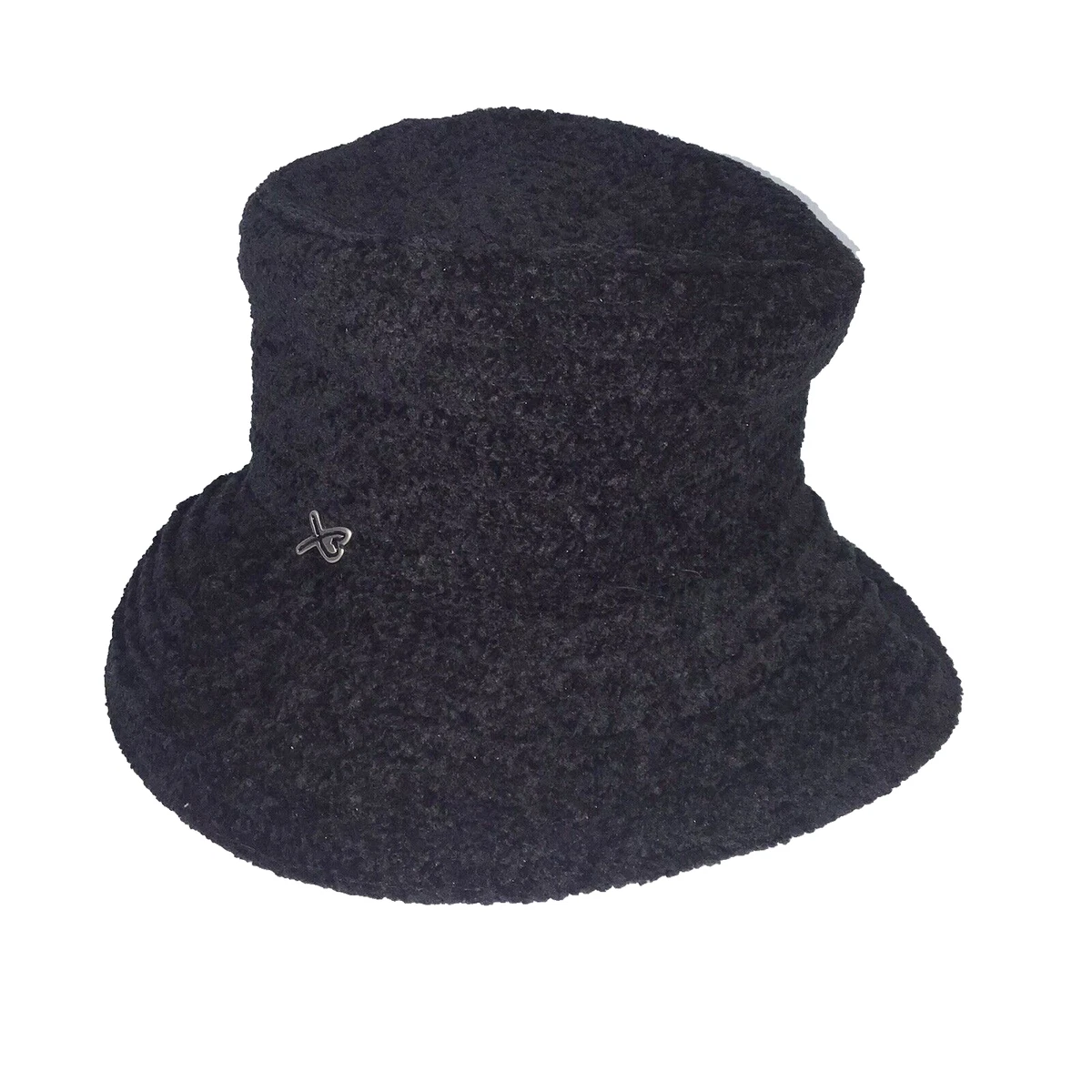 Betmar New York Black Faux Fur Bucket Hat. One size women’s Ribbon accent. Black Faux Fur Big Brim Bucket Hat – Sarah Sokol Millinery main image 2