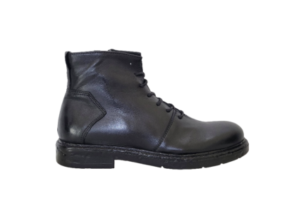 Bottines Homme En Cuir Noir Fabriquées En Italie - Marque Osvaldo Pericoli - Pointures 41 à 45 - Neuves Avec Emballage