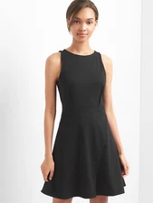 GAP WOMEN'S 211396 BLACK FIT AND FLARE WRAP DRESS SIZE 6 