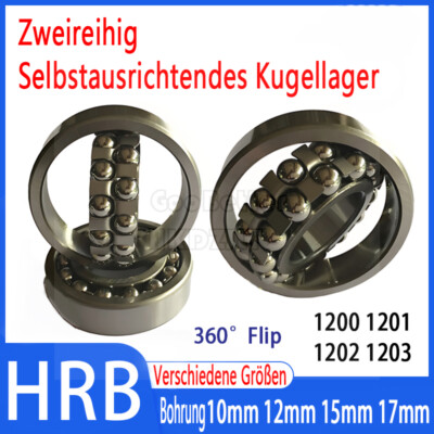 HRB Pendelkugellager 1200 1201 1202 1203 10mm bis 17mm Welle - Zylindrische