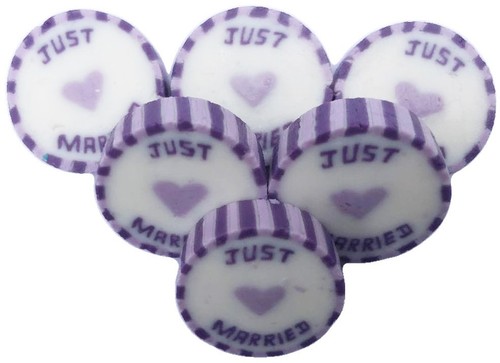 Lilac & Purple JUST MARRIED Wedding Favour Wrapped Rock Candy Sweets vegan - Picture 4 of 5