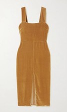 Reformation Emirs Velvet Midi Dress Golden Size S - BNWT