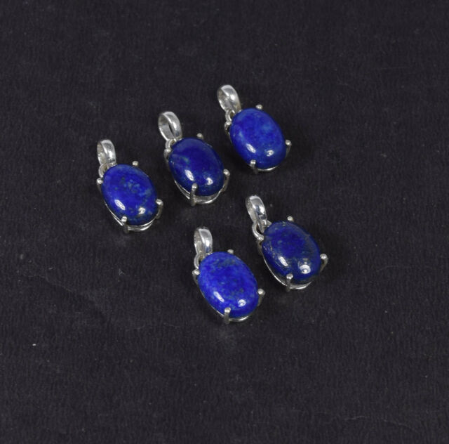 Wholesale 5pc 925 Solid Sterling Silver Blue Lapis Lazuli Pendant Lot S355