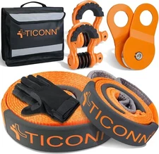 TICONN Recovery Tow Strap, Break Strength 35,000 lbs Tested, Triple Reinforced