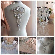 Crystal Rhinestone Applique Diamante Flower Patch Trimming Motif Sew On Wedding