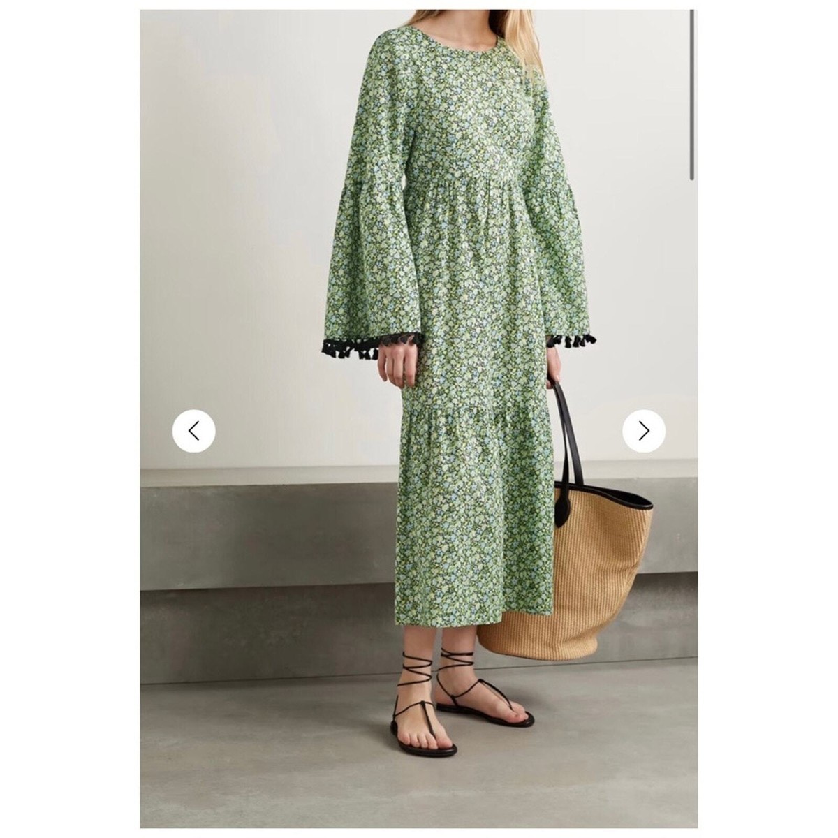 NWT MARYSIA Garden tiered tasseled floral-print organic cotton midi dress XS