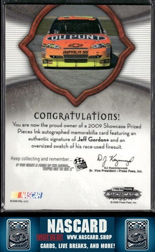 2009 Press Pass Showcase Prized Pieces Ink Green Jeff Gordon /5 (AU) - Picture 2 of 2