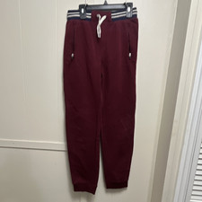 Old Navy Boys Burgundy Cotton Blend Fleece Jogger Pants Drawstring, Pockets