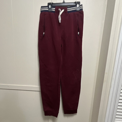 Old Navy Boys Burgundy Cotton Blend Fleece Jogger Pants Drawstring, Pockets