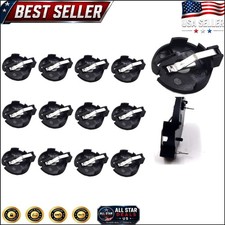 Pack of 12 CR2032 2025 2015 Battery Holders with 2-Pin Solder Leads Black