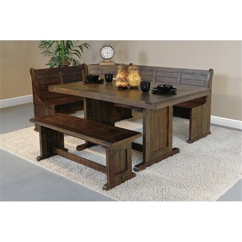 Sunny Designs Homestead Farmhouse Wood Breakfast Nook Set in Tobacco Leaf - Picture 4 of 12