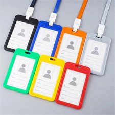 1pc ID Badge Holder Double-Sided Windows Clear Vertical Card Holder with Lanyard