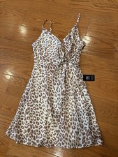 Express Leopard Print Tie-Front Mini Dress – Size Small (NWT)