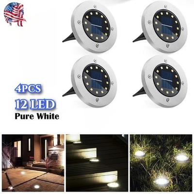LOT LED Solar Flat Buried Light In-Ground Lamp Outdoor Path Yard Deck Disk Light