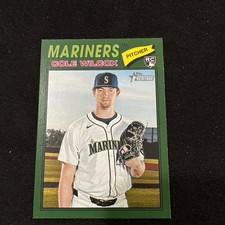 2026 Topps Heritage, Dark Green parallel RC # 155 COLE WILCOX, Seattle Mariners