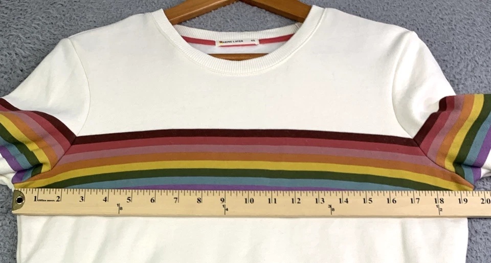 Marine Layer Sweatshirt Womens Size XSmall Anytime Rainbow Cream Chest Stripe - Image 4 of 4
