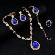 Blue Stone heart-shaped necklace set Red Jewelry Set