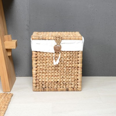 Aufbewahrungs-Korb Bitbox aus Wasserhyazinthe mit Deckel Natur 35 cm wohnfreuden