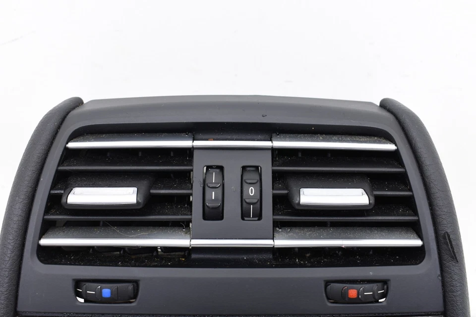 BMW F01 750i 2011 consola central trasera moldura con cubierta de parrilla de ventilación negra OEM KW71 Foto 2 de 4