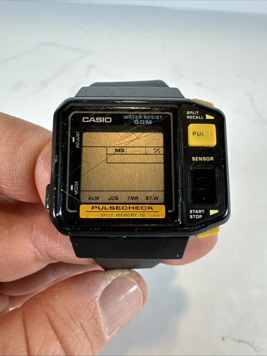 Rare Vintage Casio Pulsecheck JP-100W Men's Digital Sports Watch