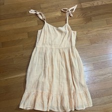 Old Navy Womens Size M Orange White Checked Sundress