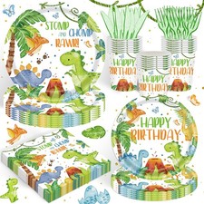 120PCS Dinosaur Party Supplies for Boys Girls 1st First Party Dinosaur Theme ...