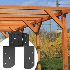 U Shape Fence Post Cap Black Carbon Steel Post Base Joist Hanger for Reinforcing