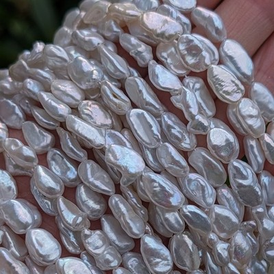 Süßwasserperlen - weiße Biwa Souffle, 8 mm - 15 mm, 15 Zoll für Schmuckherstellung