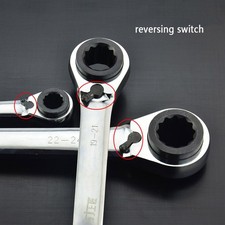 Double Ended Reversible 4 in 1 Ratchet Spanner 8mm 9mm 12mm 16mm 17mm 72 Teeth