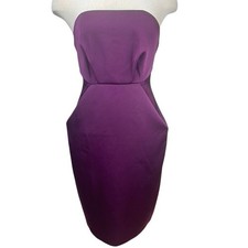 NWT CAMEO Womens M Strapless Plum Tailored Satin Mini Prom Cocktail Minimalist