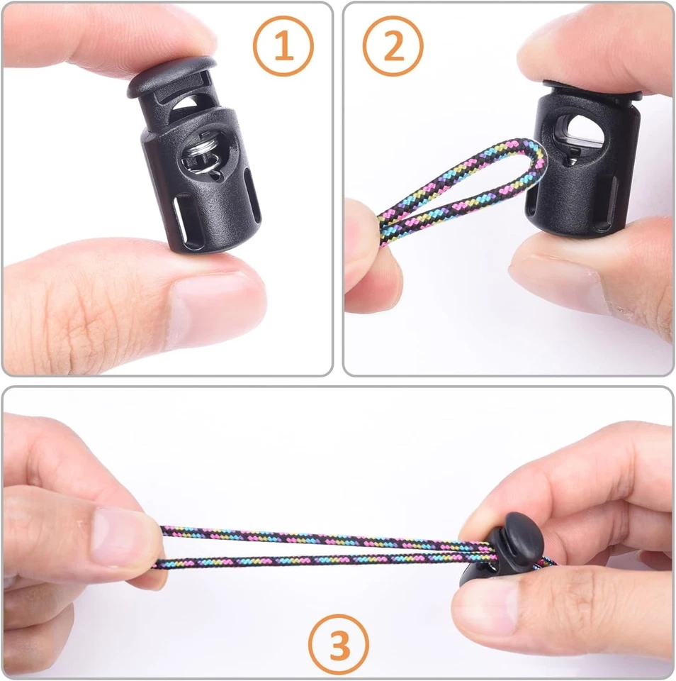 10 PIEZAS Cerraduras de cable de resorte de plástico para cordón, tapón de palanca Paracord Foto 3 de 4