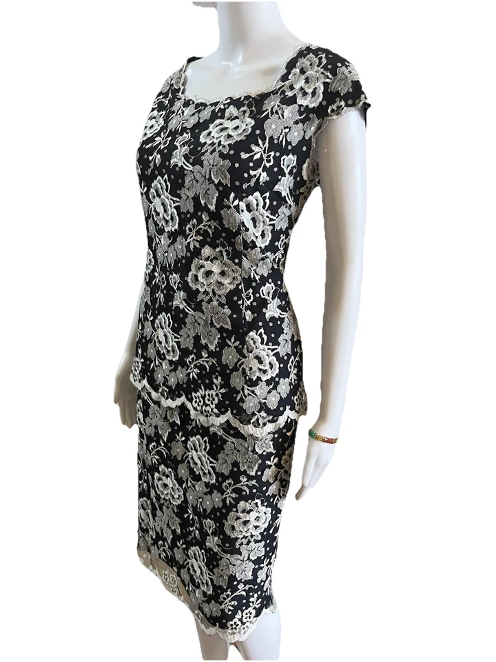 emanuel ungaro Paris Parallele 2pc Dress Black & Gray Lace Skirt & Top Size US 8 - Image 2 of 4