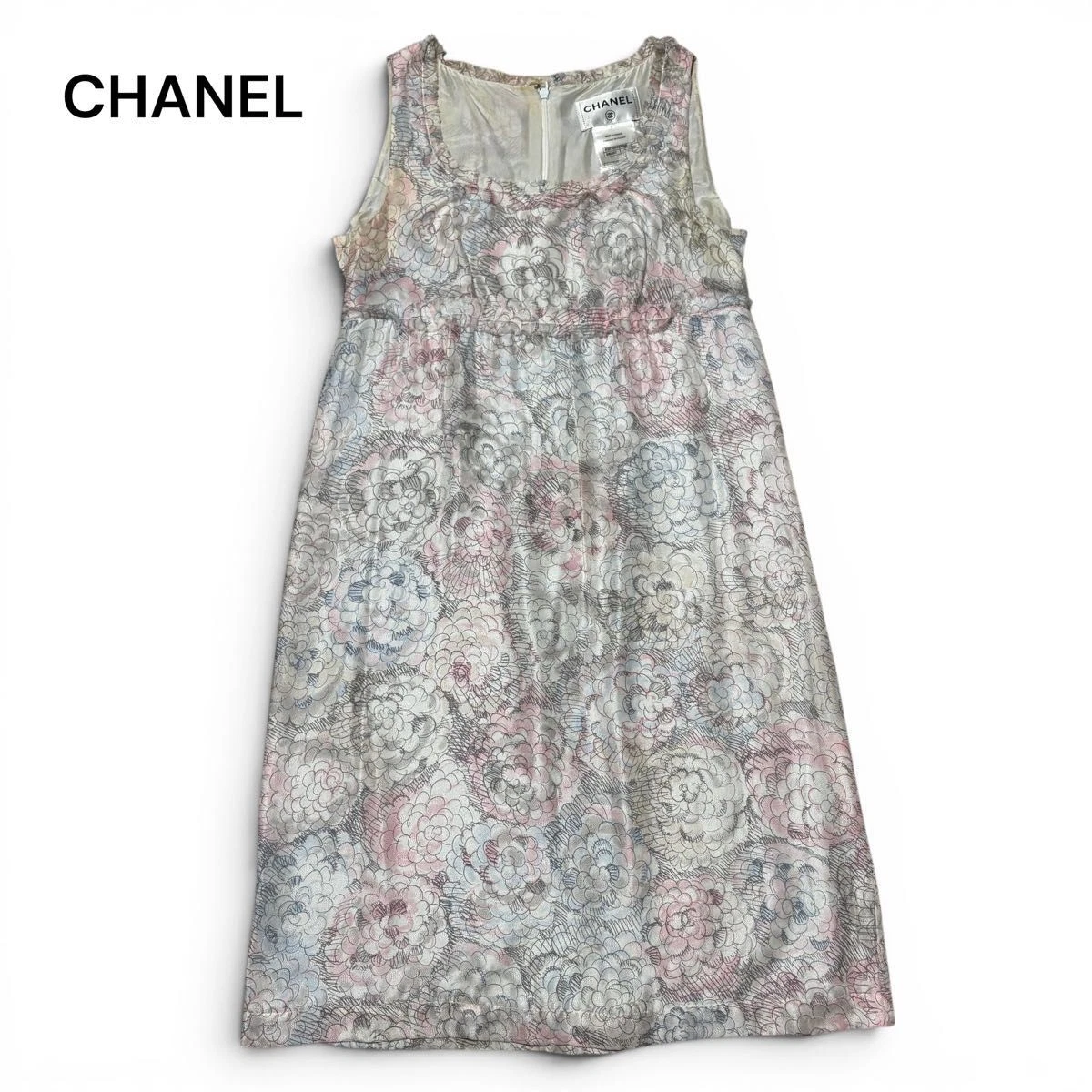 Chanel — CHANEL Camellia Sleeveless Dress Size 34 Black Elegant One Piece SR1927