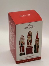 Hallmark Keepsake 2016 Member Exclusive "Rustic Santas" Ornament Set(3) New