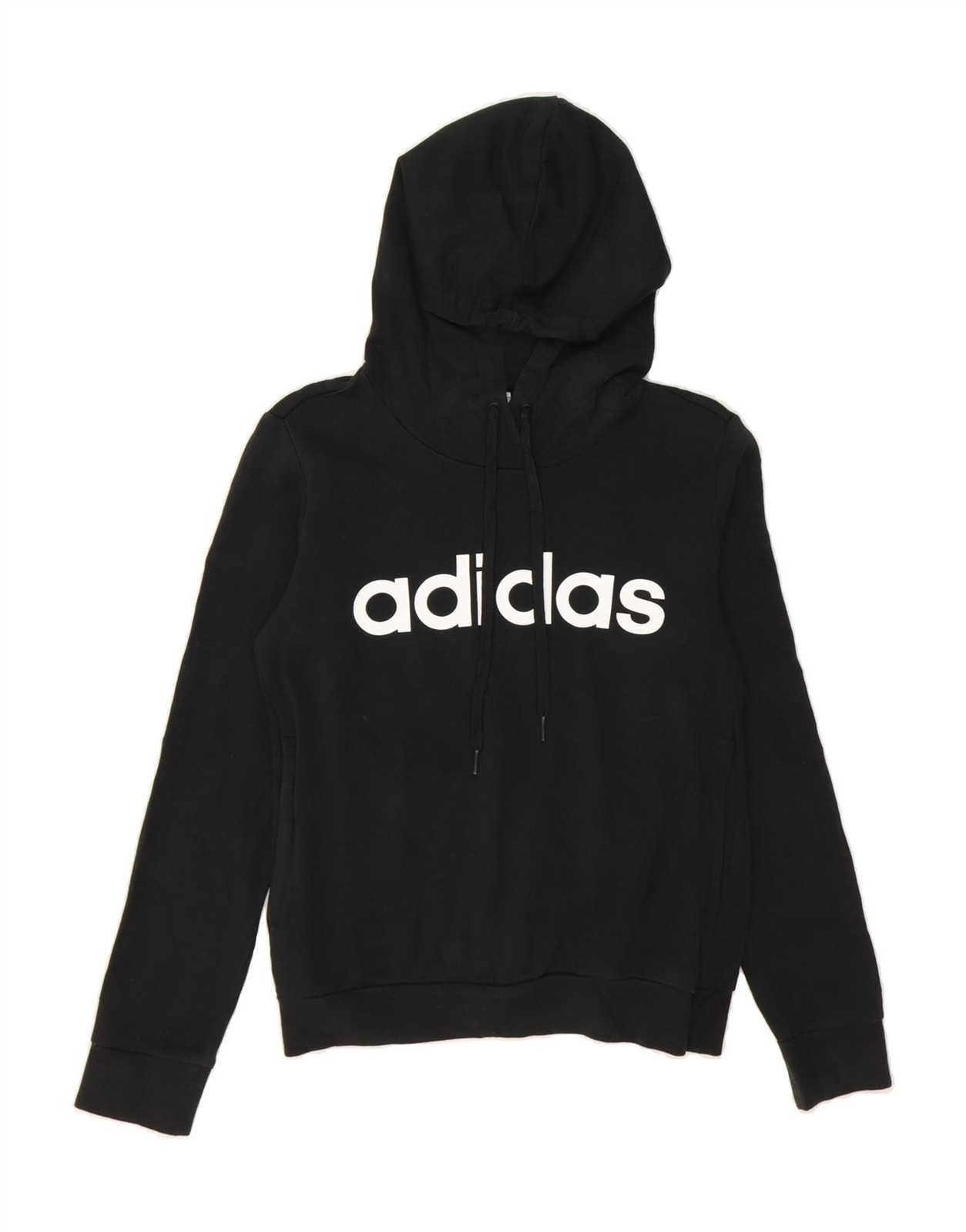 ADIDAS Womens Graphic Hoodie Jumper UK 4/6 XS Black Cotton DT42