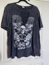 Dirtee Laundry 3XL Black Grunge Graffic Tea Womens Born To Ride