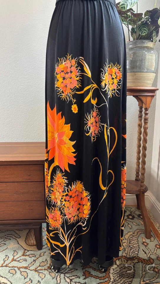 Maxi Vestido Mac tac Paris Para Leonard Sunshine Un Hombro Nylon Psicodélico Años 70 Foto 3 de 4